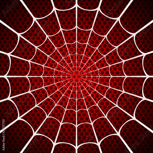 White spider web on red background