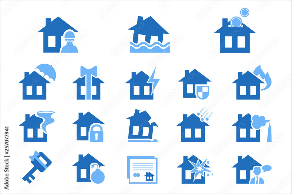 Property insurance blue icon vector Illustrations on a white background