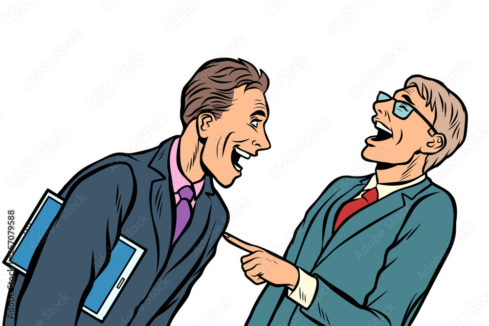two businessmen meeting laughing isolate on white background two businessmen meeting laughing isolate on white background