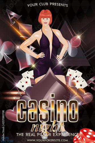 Casino Night Party is a flyer for a special casino evening, in a club, bar or any other kind of place, including a casino itself. It can be used for a specific show, event, or special attraction
