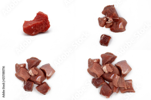 fresh meat pieces on isolated white background