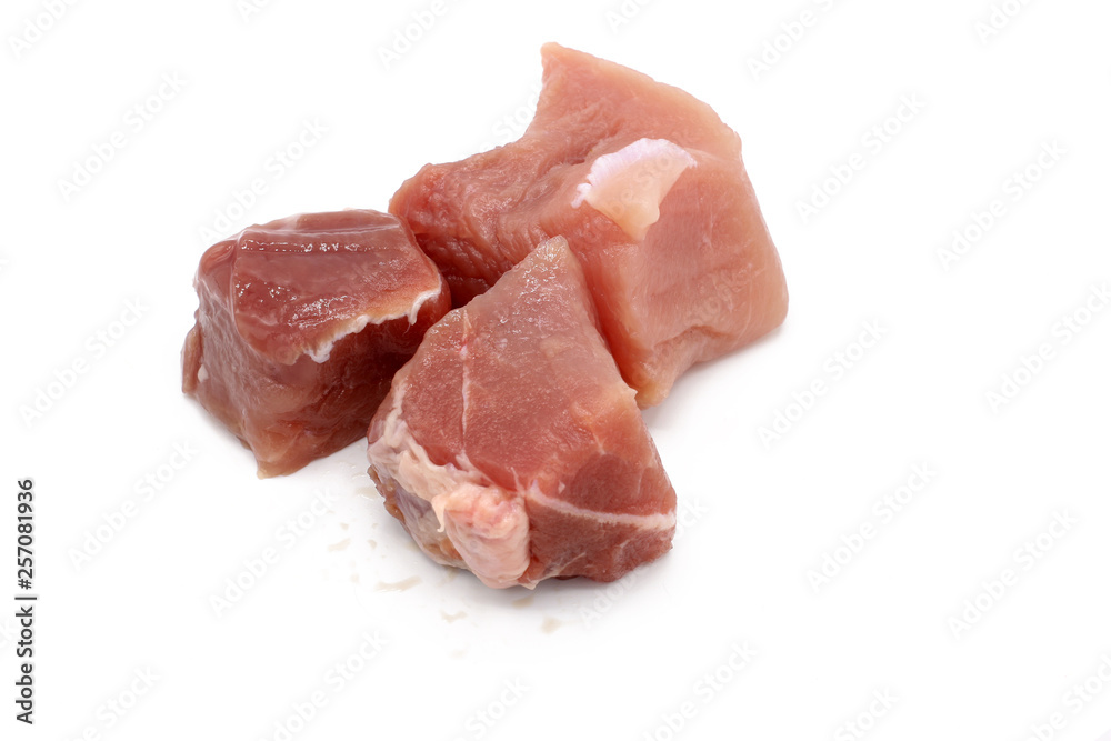 fresh meat pieces isolated on white background fresh meat pieces isolated on white background