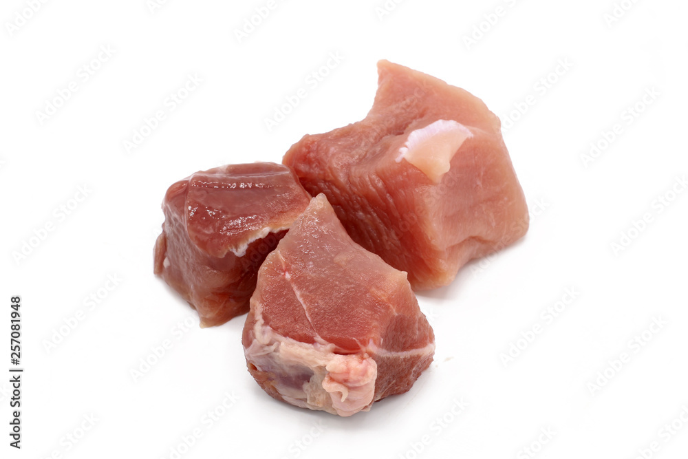 fresh meat pieces isolated on white background