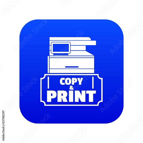Copy and print icon blue vector isolated on white background photo