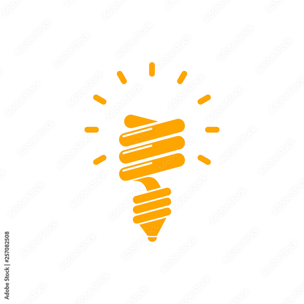 Fototapeta premium creative idea , business idea , light bulb, bulb, creative idea solution orange color icon 