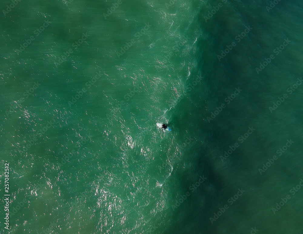 Fototapeta premium Aerial view from a surfer in a Surf Spot. Drone photo