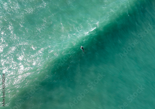 Aerial view from a surfer in a Surf Spot. Drone photo