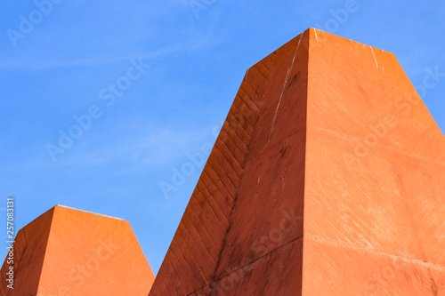 Detail from brick color tower in Paula Rego Museum Is Designed By Architect Eduardo Souto de Moura photo