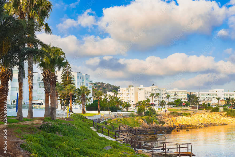 Sea coast, bay in a quiet sunny day. Mediterranean Sea, Cyprus