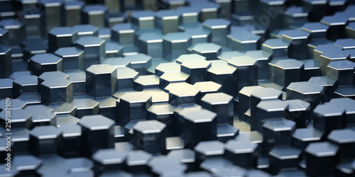 Background of metal hexagonal blocks © FreshPaint