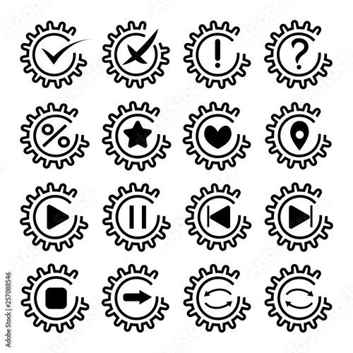 set of gears with labels