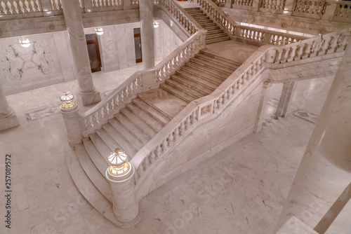 Grand marble stairs at Utah State Capital Building