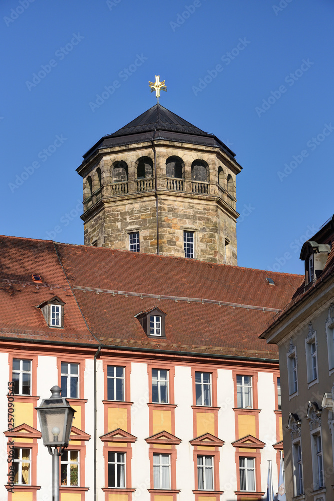 old castle with tower named achteckiger Turm in Bayreuth, Bavaria