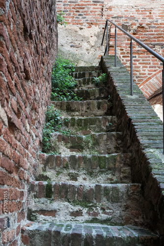 stairs to path along city wall in Cittadella, Italy © Corinne