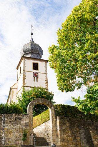 tower of Wermutshausen Church in Niederstetten, Germnay
