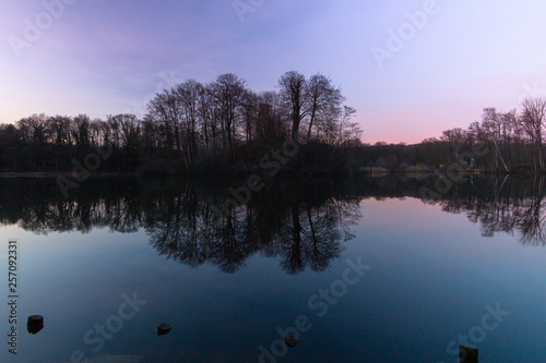 lila Himmel, Spiegelung im See, Bagno, Steinfurt