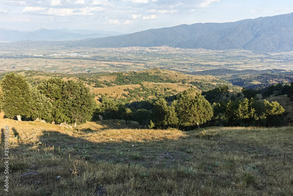 Fototapeta premium Sunset Landscape of Ograzhden Mountain, Blagoevgrad Region, Bulgaria