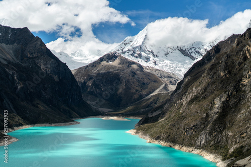 Beautiful Blue Lake with Snowy Mountains (Lake Paron)