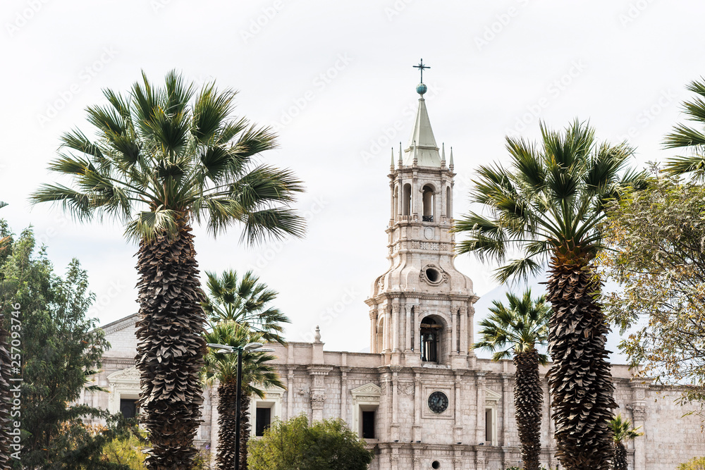 Church in between palm trees