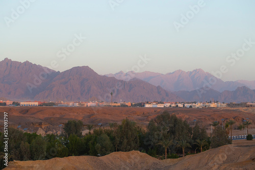 Sharm El Sheikh  sunset  outskirts of the city. Egypt. Mountains of the Sinai Peninsula.