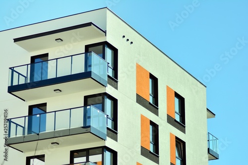 New-build residential building on a sunny summer day