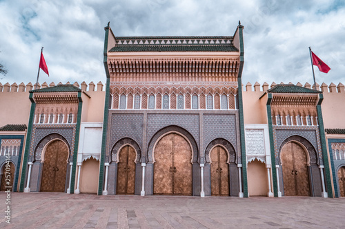 The magnificent entrance doors of the royal palace in Fes, Morocco.