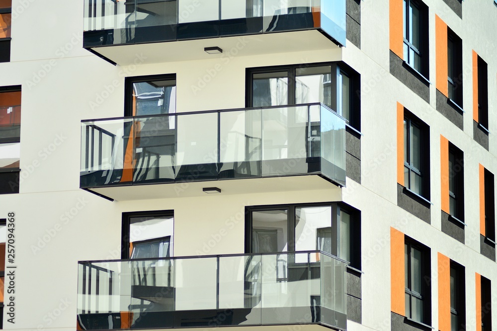 New-build residential building on a sunny summer day New-build residential building on a sunny summer day