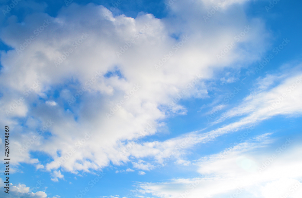 Fabulous blue sky background with white clouds. Nature texture. Fabulous blue sky background with white clouds. Nature texture.