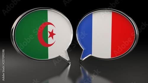 Free Download Algeria and France flags with Speech Bubbles. 3D Illustration - GFXLoad