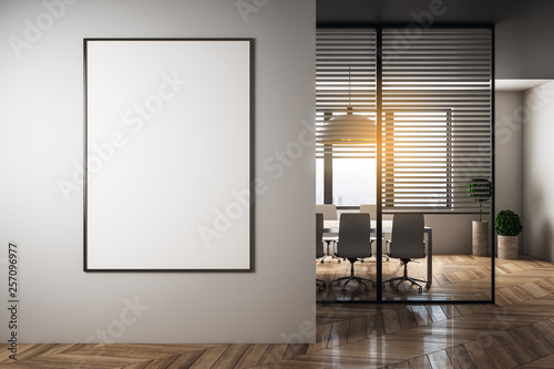 Modern meeting room with empty banner © Who is Danny