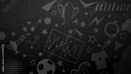 Background of football or soccer symbols in black colors
