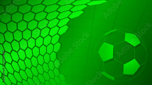 Football or soccer background with big ball in green colors