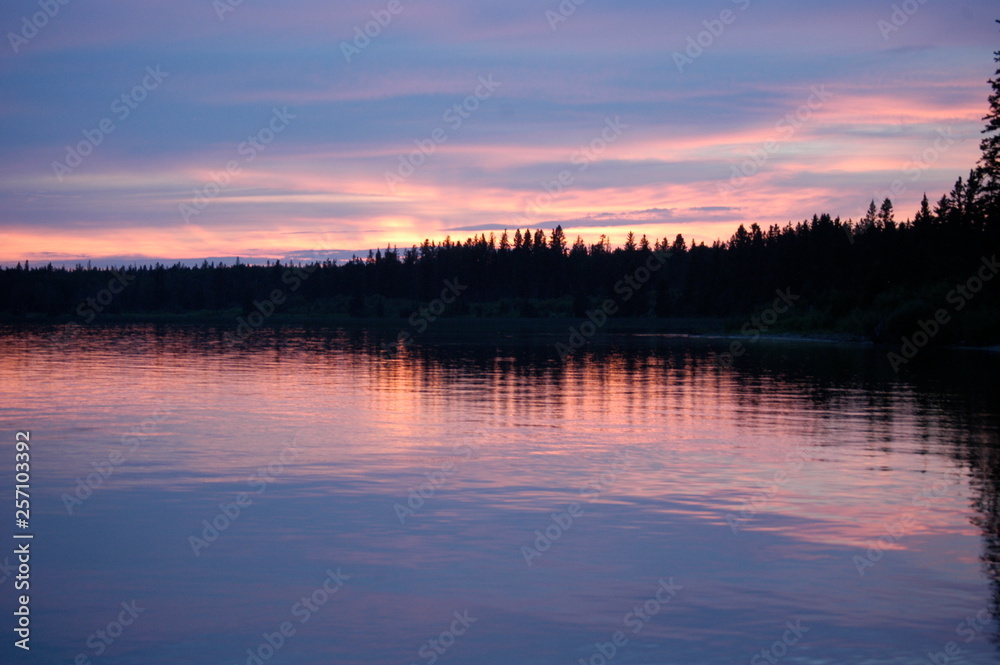 Fototapeta premium sunset over the lake