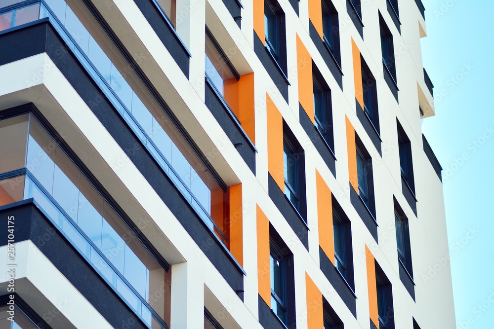 New-build residential building on a sunny summer day New-build residential building on a sunny summer day
