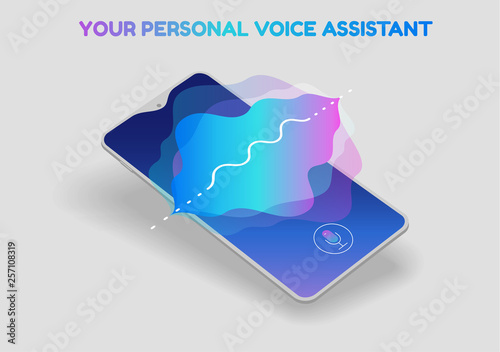 Mobile App UI Personal Voice Assistant 3d mockup