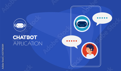 Chatbot mobile app concept. Trendy flat design vector illustration