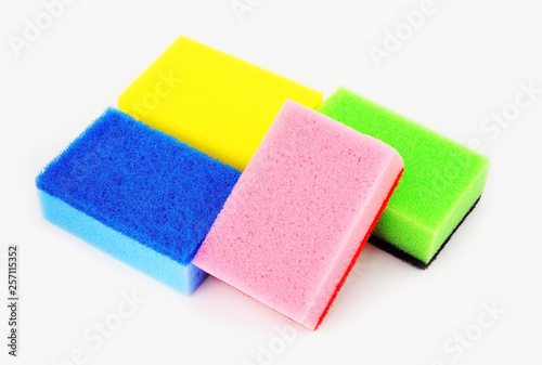 Kitchen sponge on white