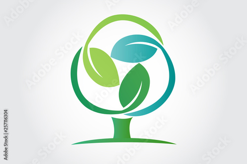 Logo tree ecology recycle symbol 