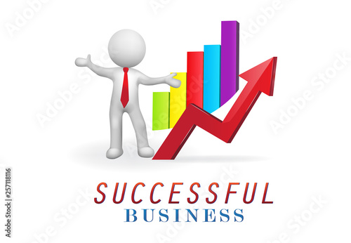 Business graph statistics growth sales icon logo 3D vector image © glopphy