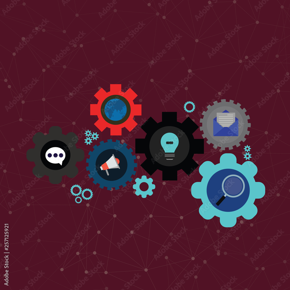 Set of Global Online Social Networking Icons Inside Colorful Cog Wheel Gear Design business Empty copy space text for Ad website promotion isolated Banner template Set of Global Online Social Networking Icons Inside Colorful Cog Wheel Gear Design business Empty copy space text for Ad website promotion isolated Banner template