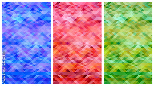 Elegant blue red green abstract polygon set vector background