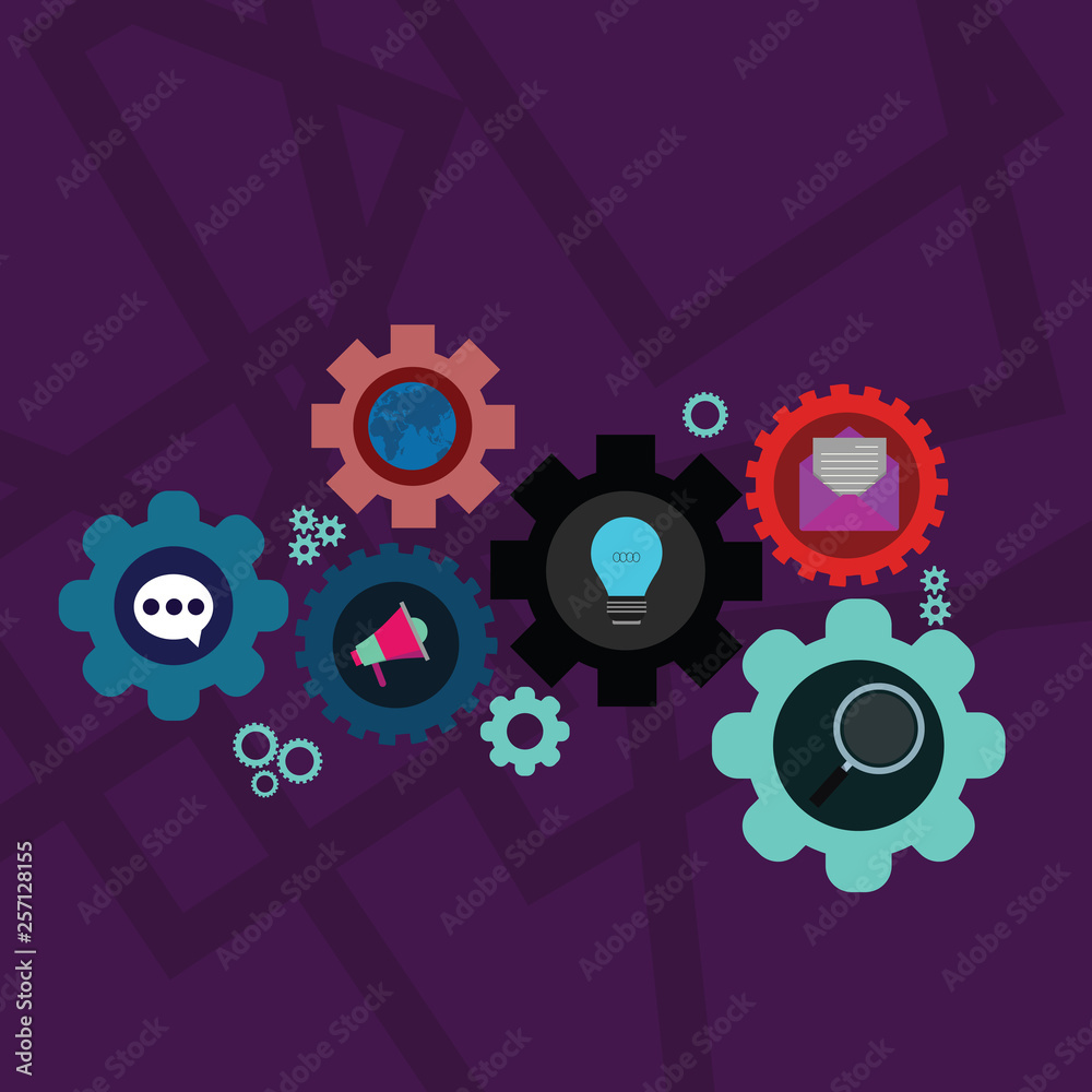 Set of Global Online Social Networking Icons Inside Colorful Cog Wheel Gear Design business concept Empty template copy space text for Ad website isolated Set of Global Online Social Networking Icons Inside Colorful Cog Wheel Gear Design business concept Empty template copy space text for Ad website isolated