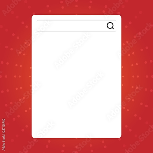 Search Bar with Magnifying Glass Icon photo on Blank Vertical White Screen Design business concept Empty copy space modern abstract background