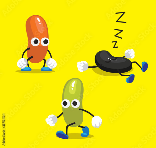 Cute Cartoon Jelly Bean Poses Background Vector Illustration