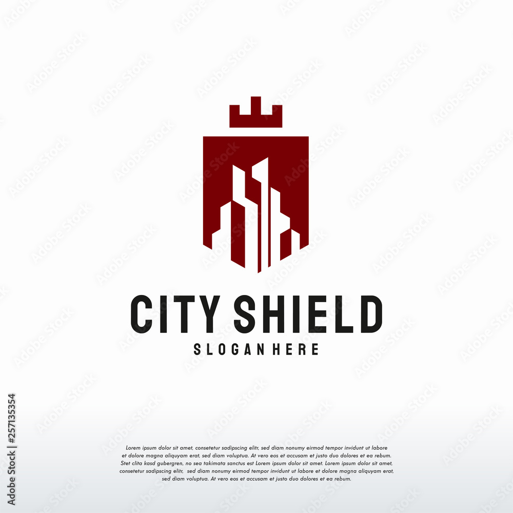 City Shield logo designs concept vector, Building Security logo