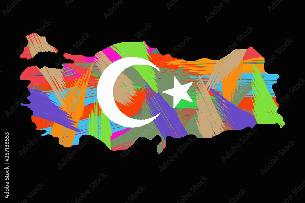Turkish National Flag Symbols Fillings In Map Of Turkey Photos Adobe 