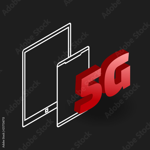 5G internet banner concept with smarphone icons