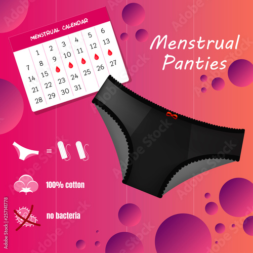 Vector illustration of women's hygiene. New modern innovative tool-menstrual panties. A handy tool on critical days.