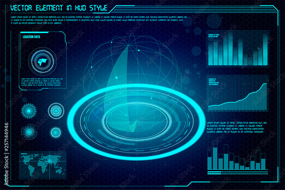 Vector abstract HUD elements for UX UI design. Futuristic Sci-Fi user ...