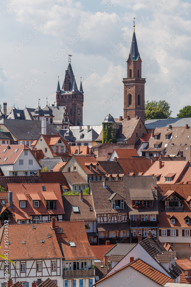 View to the old medieval town of Weinheim, Germany